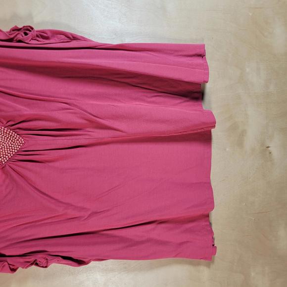 Style & Co Pink Blush Beaded V Neckline Short Sleeve Top Women Plus Size 3X - Picture 8 of 9